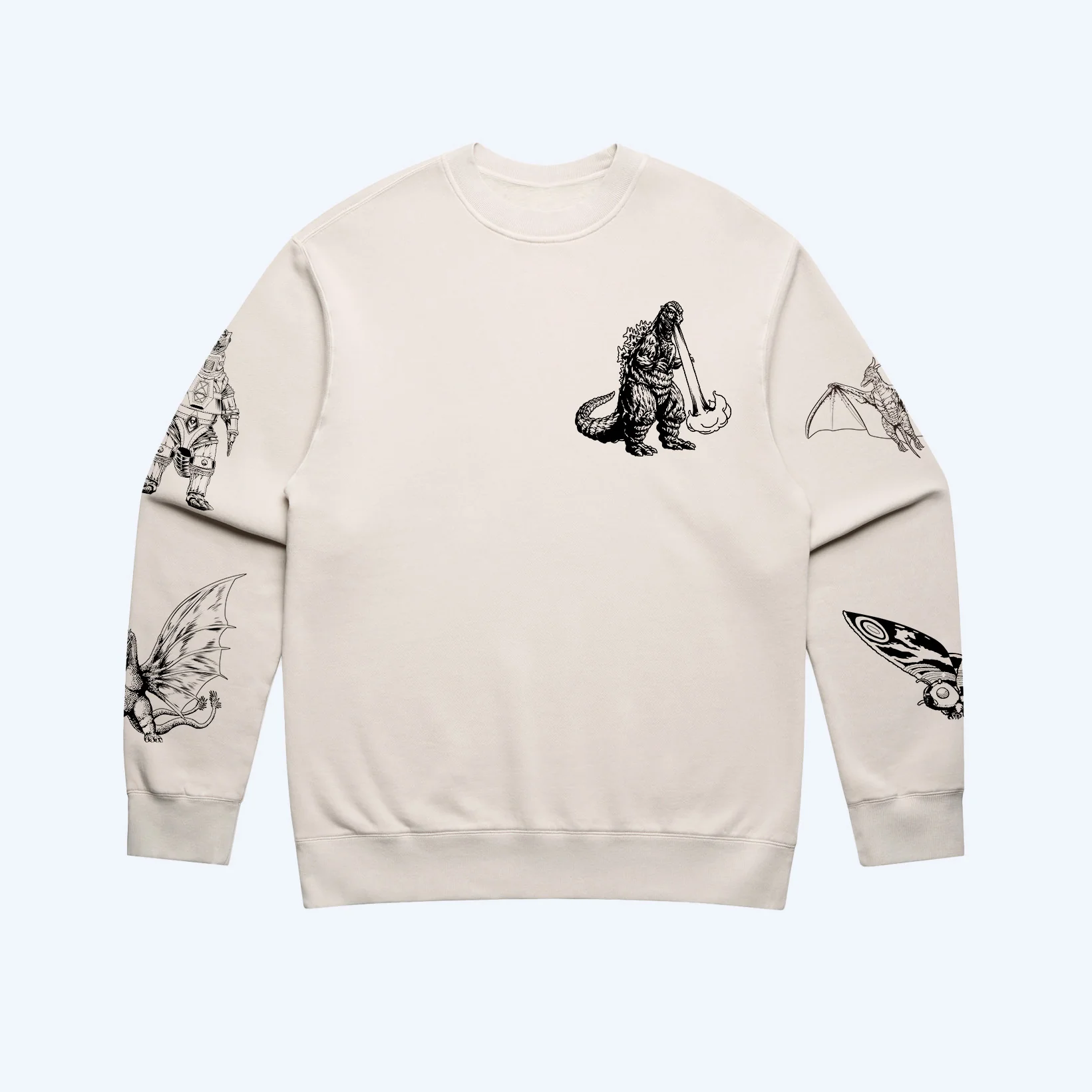 Godzilla Kaiju Print Sweatpants Set - Cream - Image 9