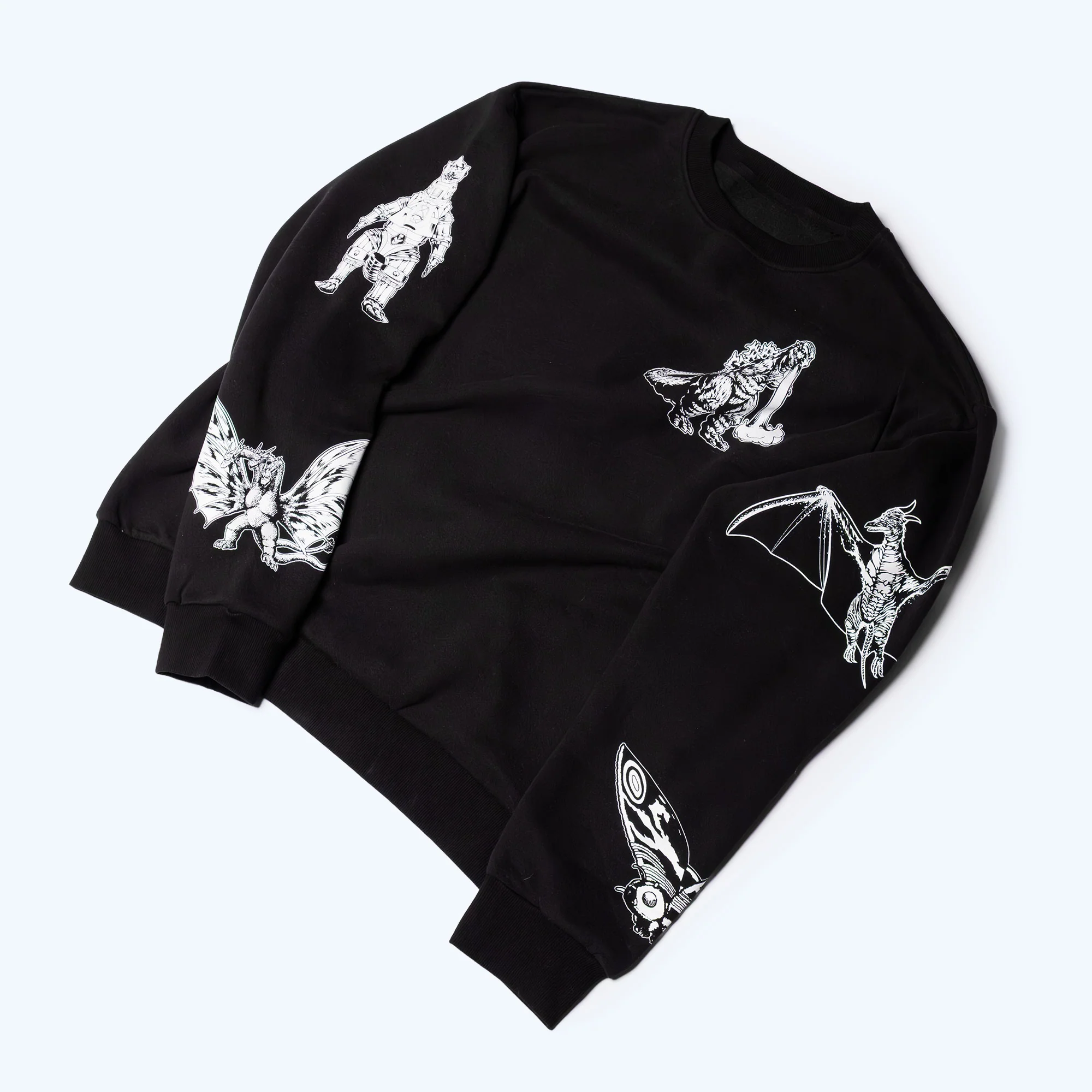 Godzilla Kaiju Print Sweatshirt - Black